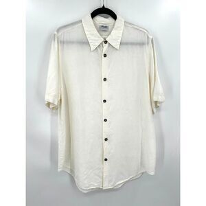 NWT CP SHADES Mens White Textured Lightweight Short Sleeve Button Up Shirt Small